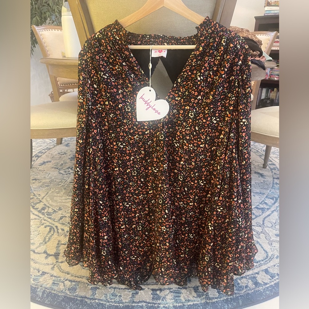 Buddy Love Black Mini Dress with Multicolor Floral Print